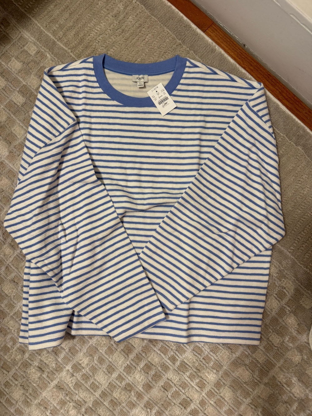 Jcrew Striped Terrycloth Long Sleeve Sweatshirt